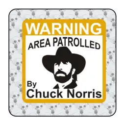 Pegatina WARNING CHUCK NORRIS. Pegatinas freaks, pegatinas frikis. 2