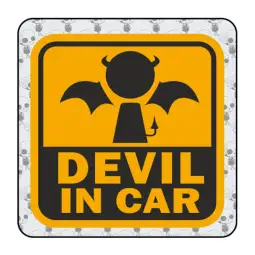 Sticker devil in car 2