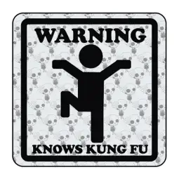 Pegatina WARNING KNOWS KUNG FU. Pegatinas freaks, pegatinas frikis. 2