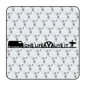 Pegatina One Life Live It - vw T2. Vinilo de alta calidad, soporta perfectamente la intemperie, apto incluso para náutica. Pégal